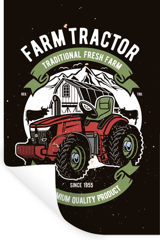 Stickers muraux - Film autocollant - Tracteur - Ferme - Rétro - 40x60 cm - Film adhésif - Stickers muraux Chambre d'enfant - Papier peint autocollant - Papier peint autocollant - Film autocollant