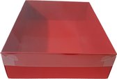 Rode sweetsbox met transparant deksel - 25 x 20 x 7 cm (25 stuks)