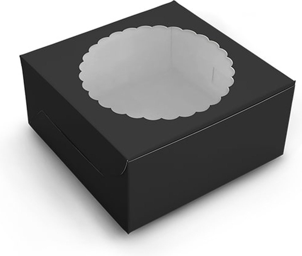 Zwarte taartdoos met venster - 20 x 20 x 12,7 cm (10 stuks)