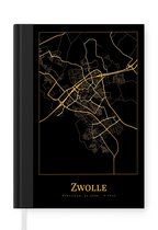 Notitieboek - Schrijfboek - Kaart - Zwolle - Goud - Zwart - Notitieboekje klein - A5 formaat - Schrijfblok