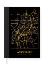 Notitieboek - Schrijfboek - Kaart - Antwerpen - Goud - Zwart - Notitieboekje klein - A5 formaat - Schrijfblok