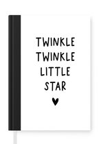 Notitieboek - Schrijfboek - Engelse quote "Twinkle twinkle little star" met een hartje op een witte achtergrond - Notitieboekje klein - A5 formaat - Schrijfblok