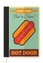 Notitieboek - Schrijfboek - Hot dogs - Fast food - Vintage - Mancave - Best in town! - Notitieboekje klein - A5 formaat - Schrijfblok