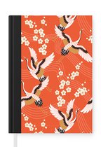 Notitieboek - Schrijfboek - Kraanvogel - Sakura - Patronen - Japans - Notitieboekje klein - A5 formaat - Schrijfblok