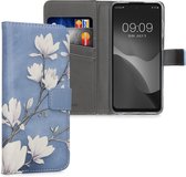 kwmobile telefoonhoesje geschikt voor Motorola Moto E32 - Backcover voor smartphone - Hoesje met pasjeshouder in taupe / wit / blauwgrijs - Magnolia design