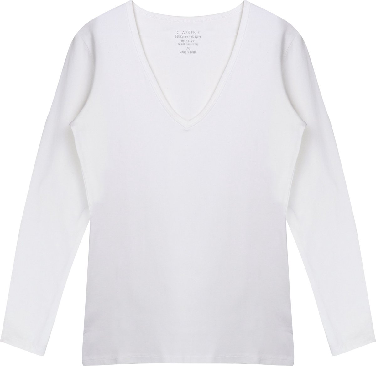 V-Neck T-Shirt LS - White - Claesen's®