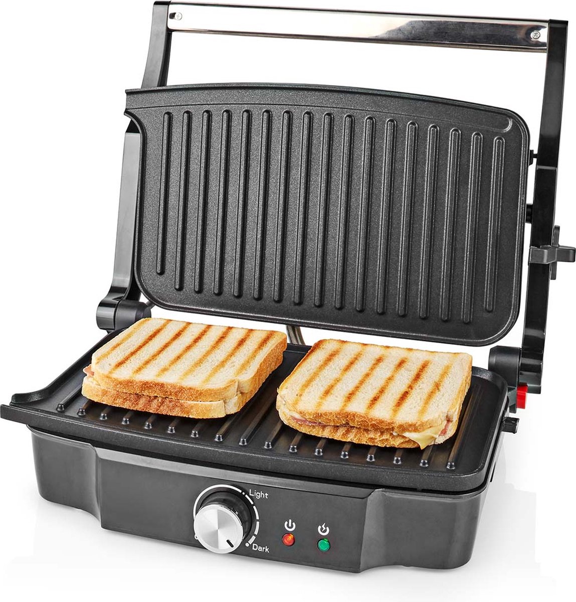 Nedis Contact Grill | 1500 W | 27.8 x 17 cm | Regelbare temperatuur | Kunststof / Roestvrij Staal