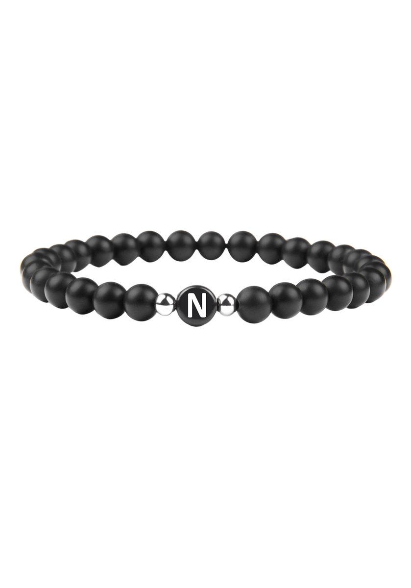 good.designs Parelarmband van agaatstenen met de letter N