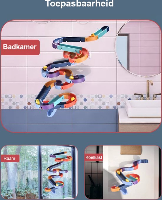 SlideWay Toys® Glijbaan - 66-delige speelset - Badspeeltjes & Badspeelgoed - Watertafel knikkerbaan & Waterbaan - Vanaf 3 jaar - Jongen en Meisje waterspeelgoed - Cadeau en kado tip kinderen van SlideWay Toys® — afbeelding 5