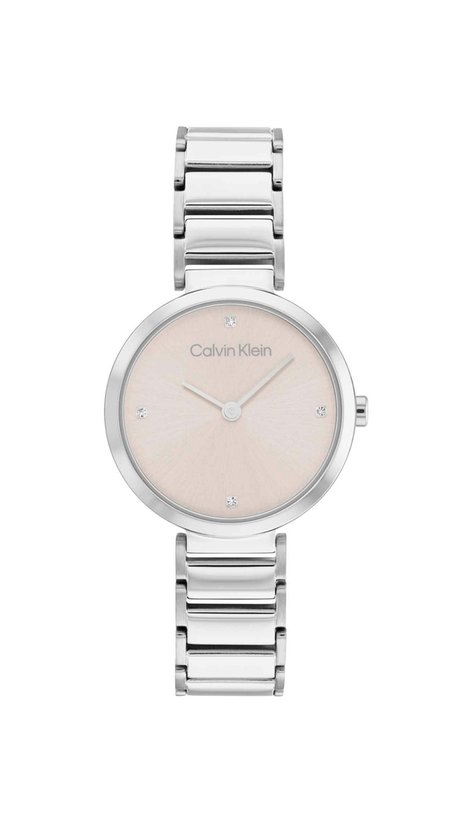 Calvin Klein CK25200138 Dames Horloge - Mineraalglas - Roestvrijstaal - Zilver - 28 mm breed - 2.8 cm lang - Quartz - Druksluiting - 3 ATM (spatwater)