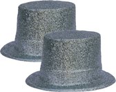 4x stuks hoge carnaval verkleed party hoed met zilveren glitters