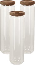 Set de 3 bocaux / bocaux de stockage cuisine luxe en verre 1500 ml - Bocaux de Bidons alimentaires avec couvercle hermétique - Dimensions : 9 x 30 cm