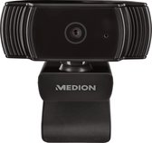 MEDION - Webcam P86366 - résolution vidéo FHD avec 30 images/seconde - Microphone intégré - autofocus - plug & play - Noir