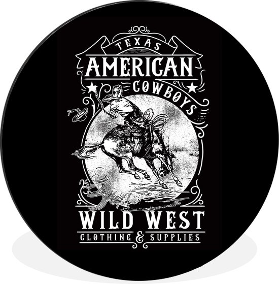 Wall Circle - Wall Circle - Mancave - Western - Rétro - Cowboy - Aluminium - ⌀ 30 cm - Intérieur et Extérieur