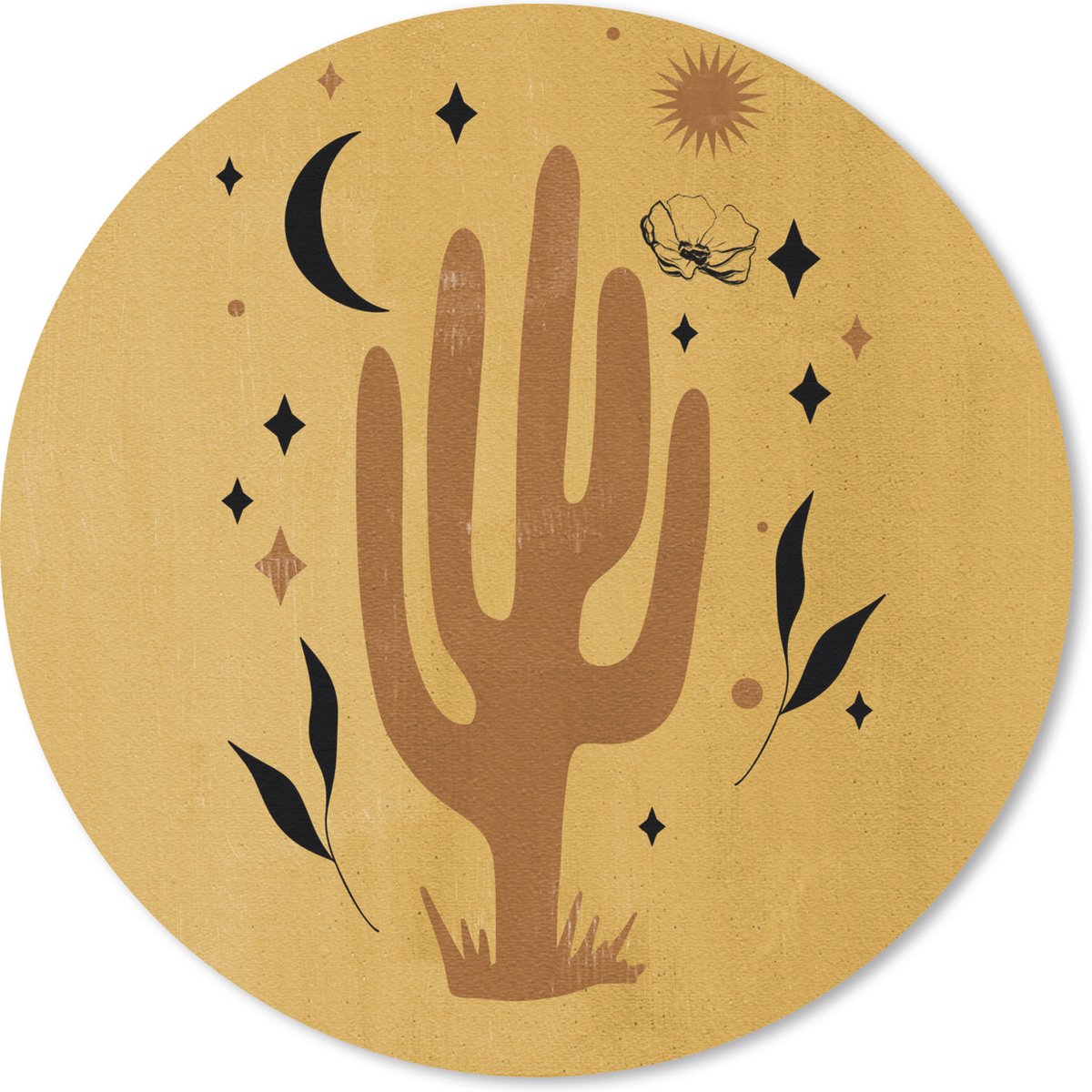 Muismat rond 40x40 cm - Mousepad Cactus - Vintage - Bohemian - Ruimte - Ronde muismatten