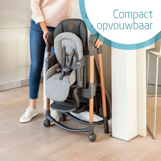 Kinderkraft ENOCK Houten Kinderstoel 3 In 1 Hoge Babystoel Hoogte Verstelbaar 5 Niveaus Punts Gordels Tot 10 Jaar Beige 1539162278