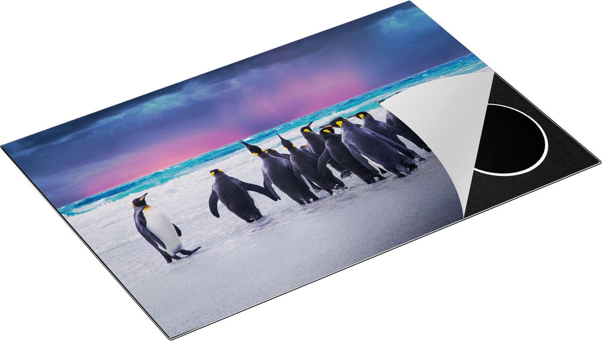 Chefcare Inductie Beschermer Groep Pinguïns bij het Water - Kudde - 80x55 cm - Afdekplaat Inductie - Kookplaat Beschermer - Inductie Mat