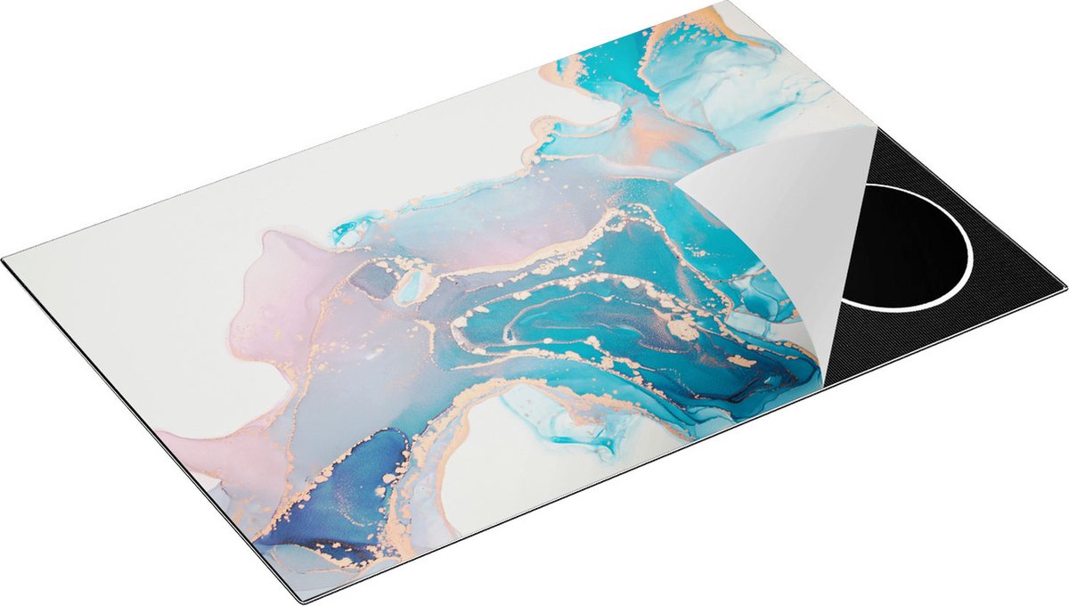 Chefcare Inductie Beschermer Abstracte Kunst van Marmer - 81x52 cm - Afdekplaat Inductie - Kookplaat Beschermer - Inductie Mat