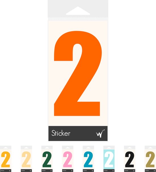 Container Sticker Huisnummer - Cijfer 2 Cijfersticker - Kliko Sticker - Deursticker - Weerbestendig - 10 x 5,5 cm - Oranje