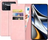 Xiaomi Poco X4 Pro Bookcase hoesje - Just in Case - Effen Roze - Kunstleer