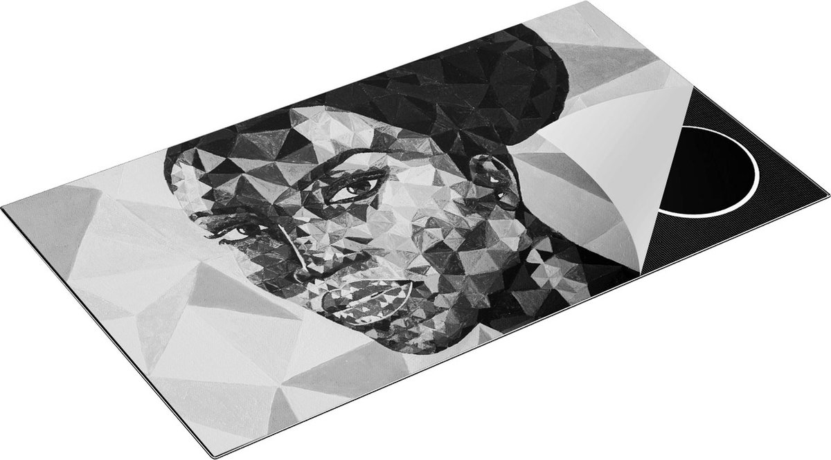 Chefcare Inductie Beschermer Afrikaanse Vrouw in Driehoekjes - Abstract - Zwart Wit - 91,2x52 cm - Afdekplaat Inductie - Kookplaat Beschermer - Inductie Mat