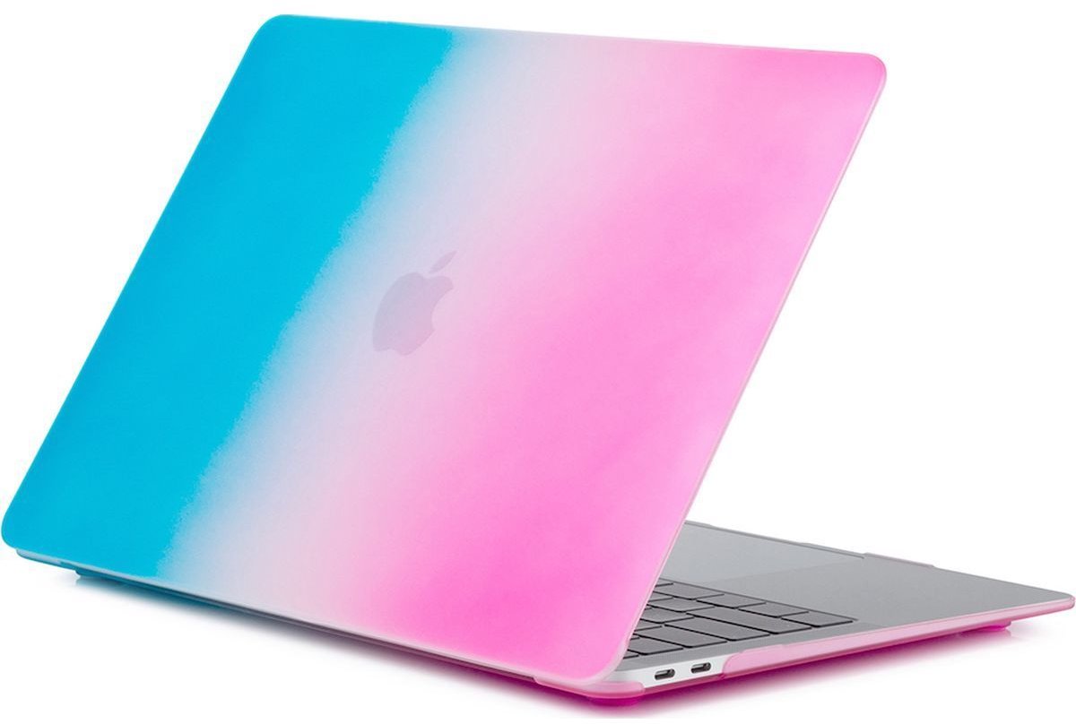 Mobigear Rainbow Matte - Laptophoes geschikt voor Apple MacBook Pro 14 Inch (2021-2024) Hoes Hardshell MacBook Case - Blauw / Roze