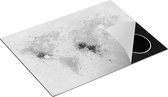 Chefcare Inductie Beschermer Wereldkaart met Verfvlekken - Abstract - Zwart Wit - 70x55 cm - Afdekplaat Inductie - Kookplaat Beschermer - Inductie Mat