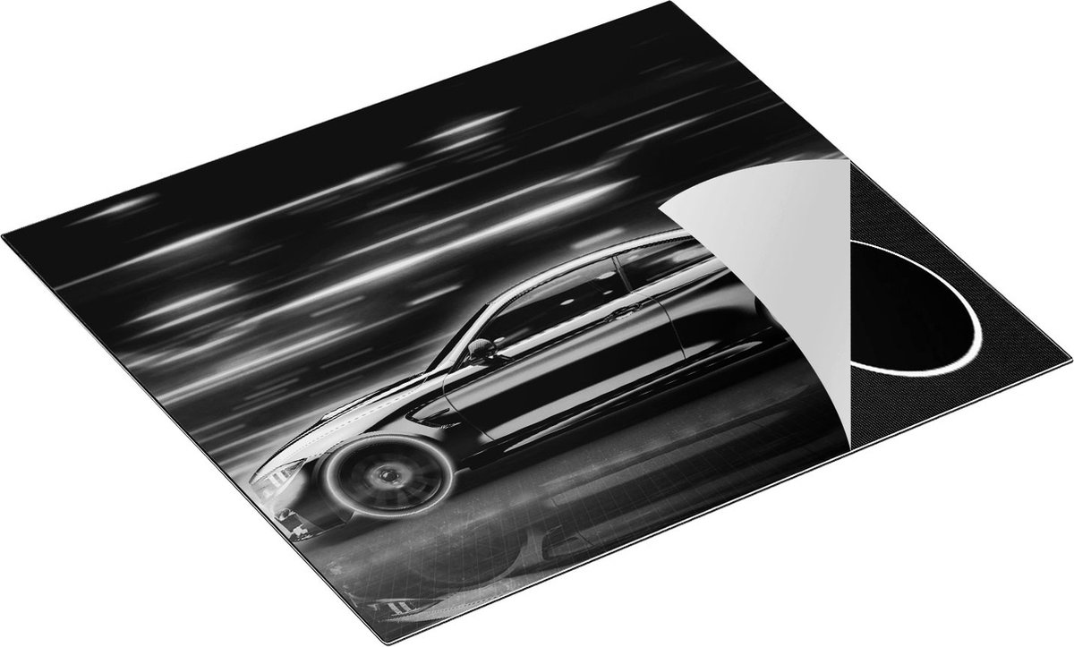 Chefcare Inductie Beschermer Zwarte Sportwagen Auto - Zwart Wit - 60x52 cm - Afdekplaat Inductie - Kookplaat Beschermer - Inductie Mat
