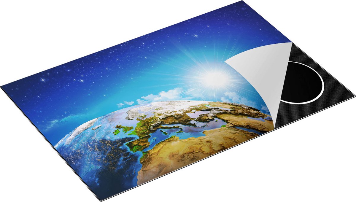 Chefcare Inductie Beschermer Aarde vanuit de Ruimte op Europa - 81x52 cm - Afdekplaat Inductie - Kookplaat Beschermer - Inductie Mat