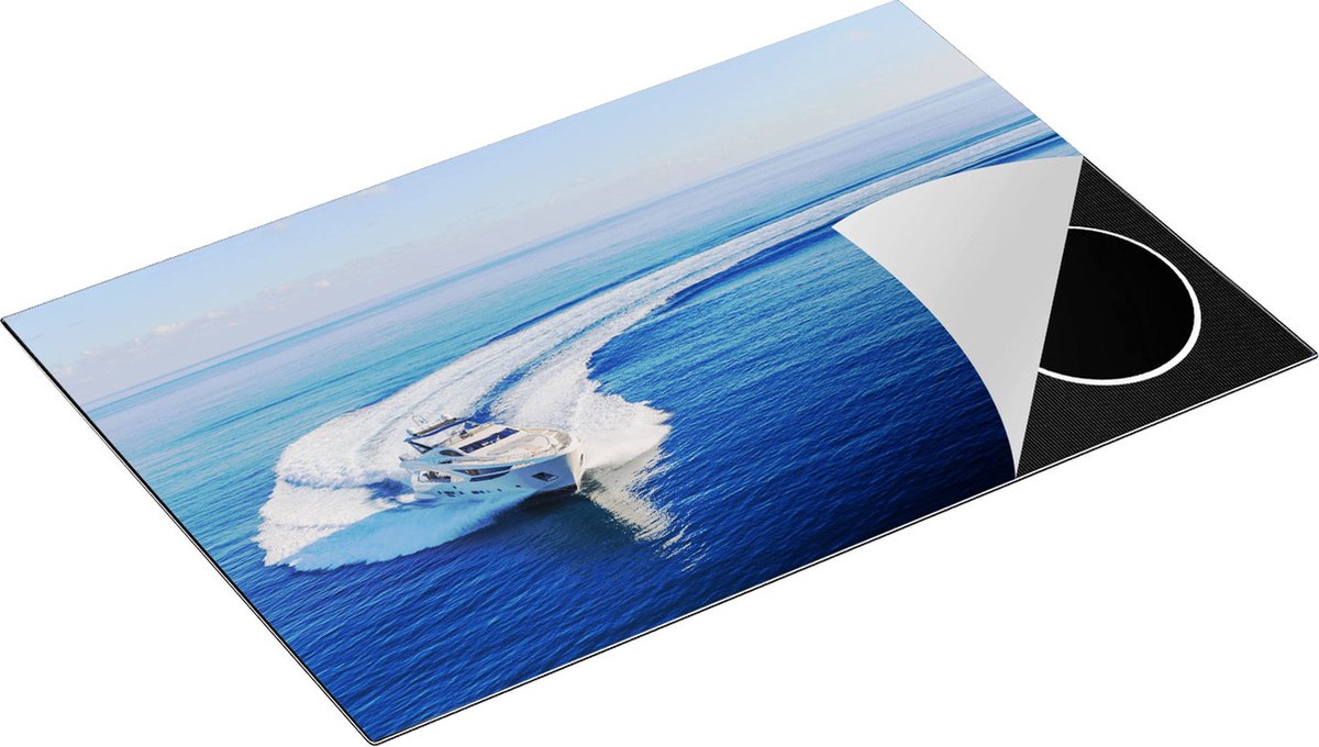 Chefcare Inductie Beschermer Jachtboot op het Water in een Bocht - 81,6x52,7 cm - Afdekplaat Inductie - Kookplaat Beschermer - Inductie Mat