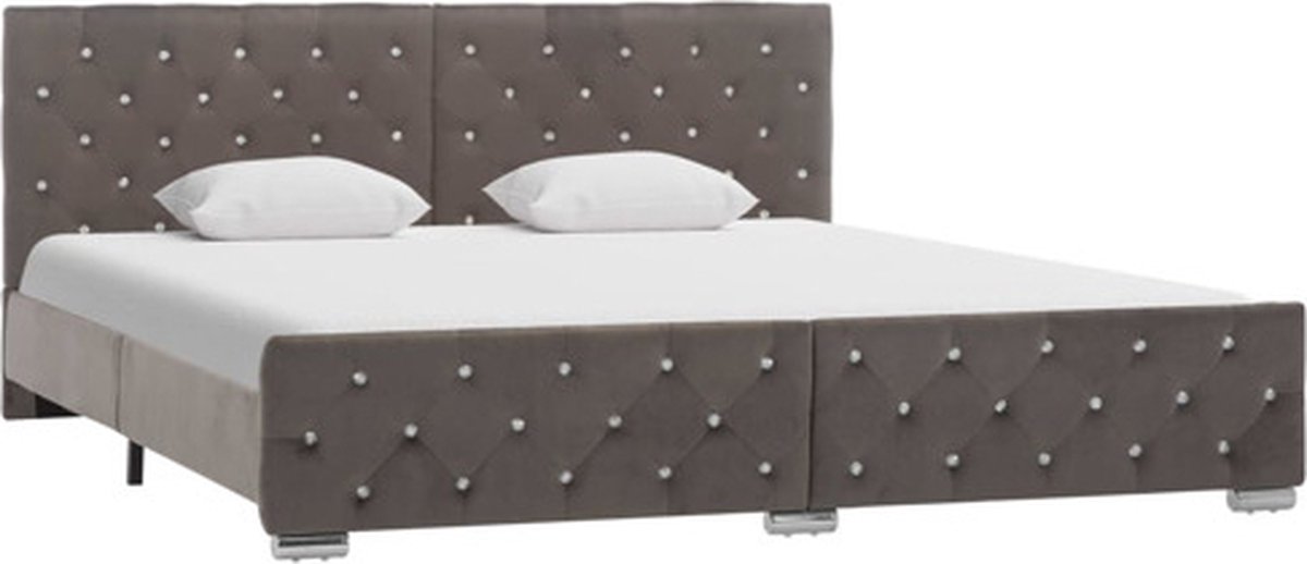 vidaXL - Bedframe - fluweel - grijs - 180x200 - cm