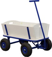 Sunny Billy Bolderkar - Beach Wagon in Blauw en Blank hout - Bolderwagen  met luchtbanden - 94x61x97cm