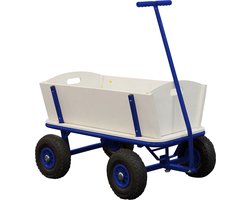 Sunny Billy Beach Wagon Bolderkar Blauw - Blank hout - Bolderwagen met luchtbanden - 94x61x97cm