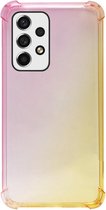 ADEL Siliconen Back Cover Softcase Hoesje Geschikt voor Samsung Galaxy A73 - Kleurovergang Roze Geel