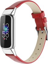 By Qubix - Geschikt voor fitbit luxe bandje - Leren bandje - Maat: Small - Rood Smartwatchbandje horlogeband polsband Armband Strap Band Watchband