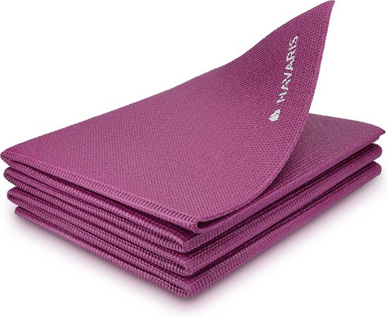 Navaris opvouwbare yogamat voor op reis - 4 mm dikke sportmat - Antislip fitnessmat voor yoga, pilates en fitness - Geschikt voor binnen en buiten