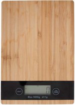 LOWNTHAL Digitale keukenweegschaal van bamboe hout 15 x 21.5 cm - Keukenbenodigheden