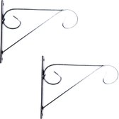 2x Crochets de pot suspendus argent métal avec boucle - 18 x 16 cm - Cintres muraux pour jardinières / jardinières - Décorations de Jardin/ mur