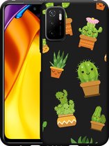 Xiaomi Poco M3 Pro Hoesje Zwart Happy Cactus - Designed by Cazy