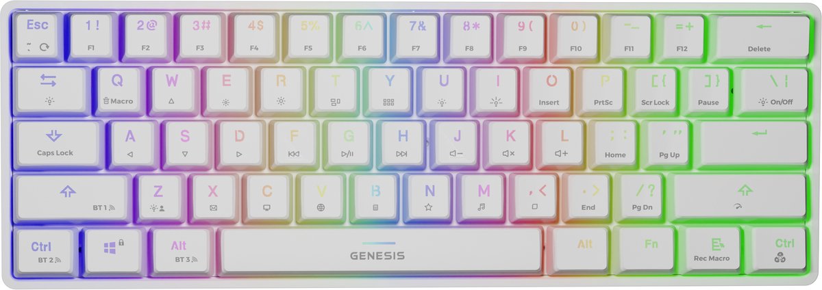 GENESIS - NKG-1845 Thor 660 - Gaming toetsenbord - USB/Bluetooth - QWERTY US - Wit