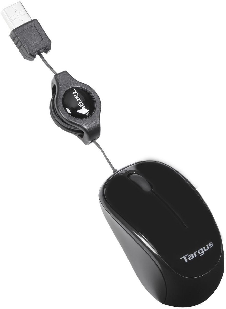 Targus Muis - Compact met oprolbare kabel / Blauw