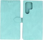 Hoesje Geschikt voor Samsung Galaxy S22 Ultra - Portemonnee Book Case - Kaarthouder & Magneetlipje - Kunstleer - Turquoise