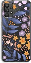 Case Company® - Hoesje geschikt voor Samsung Galaxy A32 4G hoesje - Flowers with blue leaves - Soft Cover Telefoonhoesje - Bescherming aan alle Kanten en Schermrand