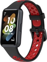 Siliconen Smartwatch bandje - Geschikt voor Huawei Band 7 sport bandje - zwart/rood - Strap-it Horlogeband / Polsband / Armband - Huawei band 7
