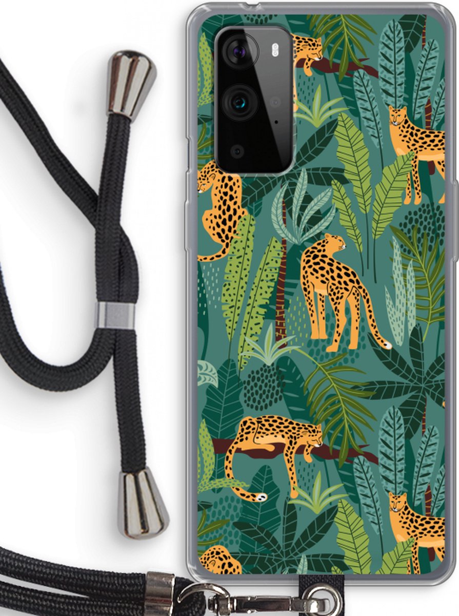 Case Company® - OnePlus 9 Pro hoesje met Koord - Luipaard 2 - Telefoonhoesje met Zwart Koord - Bescherming aan alle Kanten en Over de Schermrand