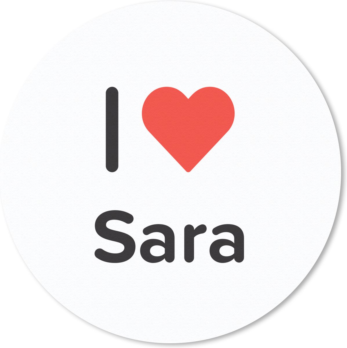 Muismat rond 40x40 cm - Mousepad I love - Sara - Meisje - Ronde muismatten