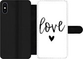 Bookcase Geschikt voor iPhone X telefoonhoesje - Love - Spreuken - Quotes - Met vakjes - Wallet case met magneetsluiting