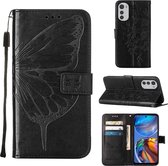 Mobigear Telefoonhoesje geschikt voor Motorola Moto E32 Hoesje | Mobigear Butterfly Bookcase Portemonnee | Pasjeshouder voor 3 Pasjes | Telefoonhoesje voor Pinpas / OV Kaart / Rijbewijs - Zwart