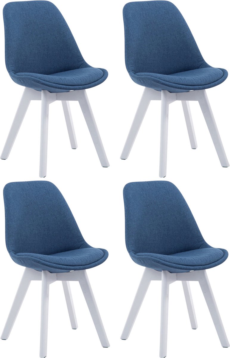 CLP Borneo V2 Set van 4 eetkamerstoelen - Stof blauw wit