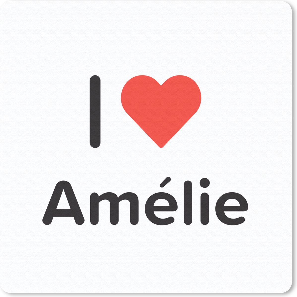 Muismat 20x20 cm - Mousepad I love - Amélie - Meisje - Muismatten